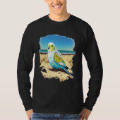 Budgie Budgerigar Parakeet Bird Ocean Beach Summer Tシャツ (正面)