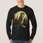 Budgie Budgerigar Parakeet City Skyline Parrot Bir Tシャツ (正面)