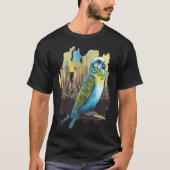 Budgie Budgerigar Parakeet City Skyline Parrot Bir Tシャツ (正面)
