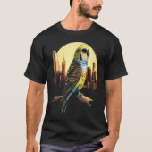 Budgie Budgerigar Parakeet City Skyline Parrot Bir Tシャツ (正面)