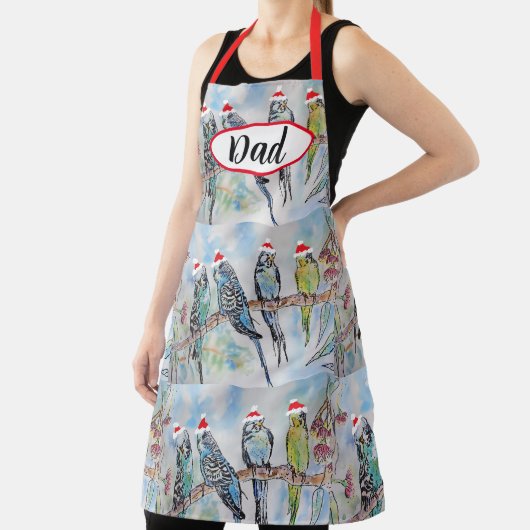 Budgie Budgies Bird Birds Dad Christmas Kitchen  エプロン (インサイチュ)