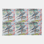 Budgie Budgies Merry Budgiemas Christmas dinner キッチンタオル (横)