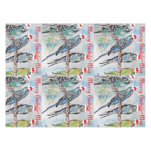 Budgie Budgies Merry Budgiemas Christmas dinner テーブルクロス (正面(横))