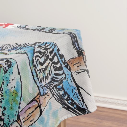 Budgie Budgies Merry Budgiemas Christmas dinner テーブルクロス (インサイチュ)