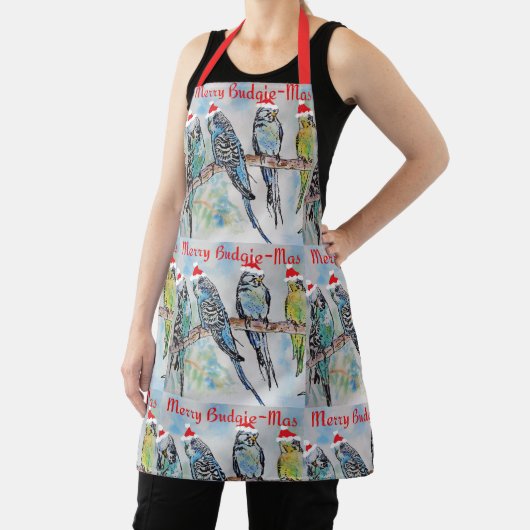 Budgie Budgies Merry Budgiemas Christmas Stocking エプロン (インサイチュ)