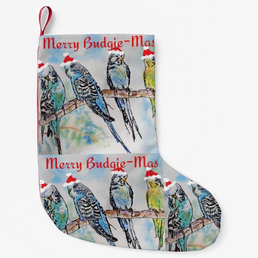 Budgie Budgies Merry Budgiemas Christmas Stocking スモールクリスマスストッキング (正面)