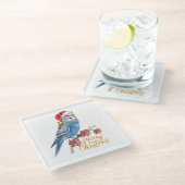 Budgie Christmas ガラスコースター (アングル)