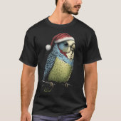 Budgie Christmas Budgerigar Santa Hat Parakeet Bir Tシャツ (正面)