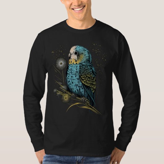 Budgie Dandelion Flower Budgerigar Parakeet Bird Tシャツ (正面)