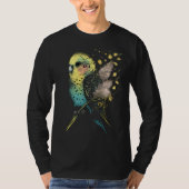 Budgie Dandelion Flower Budgerigar Parakeet Bird Tシャツ (正面)
