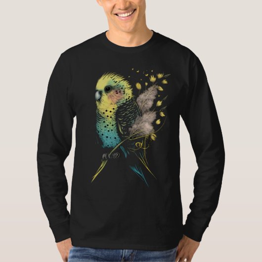 Budgie Dandelion Flower Budgerigar Parakeet Bird   Tシャツ (正面)