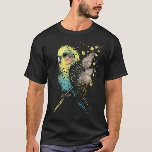 Budgie Dandelion Flower Budgerigar Parakeet Bird   Tシャツ (正面)