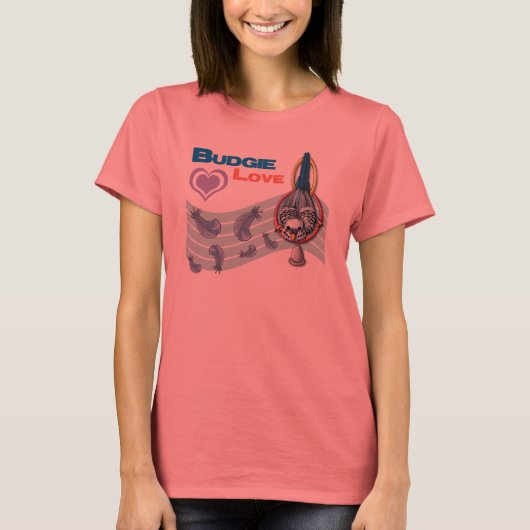 Budgie Love "かわいこちゃん" Tシャツ(lt) Tシャツ (正面)