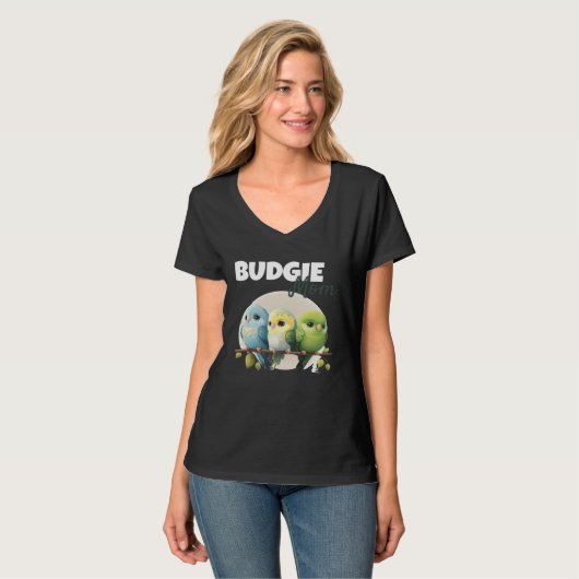 Budgie Mom Budgerigar Parakeet Bird 55 Tシャツ (正面フル)