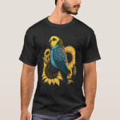 Budgie Mom Budgerigar Sunflower Parakeet Bird Moth Tシャツ (正面)