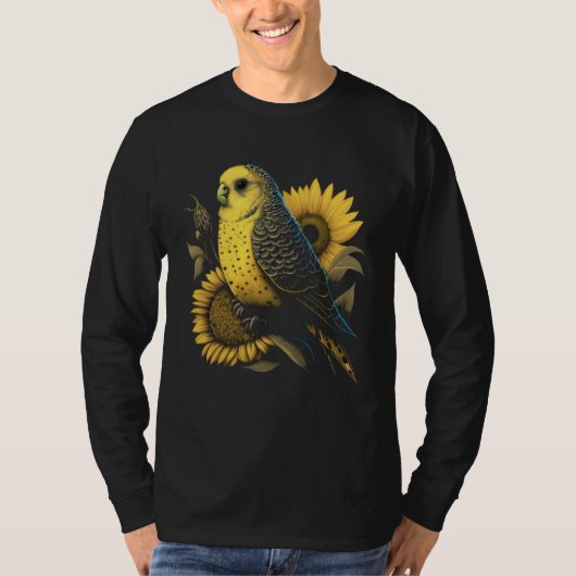 Budgie Mom Budgerigar Sunflower Parakeet Bird Moth Tシャツ (正面)