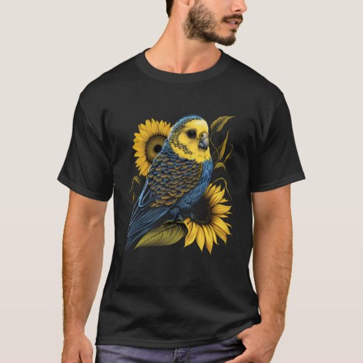 Budgie Mom Budgerigar Sunflower Parakeet Bird Moth Tシャツ (正面)