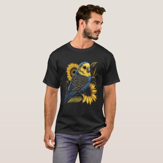 Budgie Mom Budgerigar Sunflower Parakeet Bird Moth Tシャツ (正面フル)