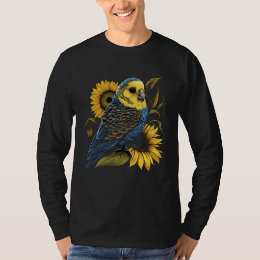 Budgie Mom Budgerigar Sunflower Parakeet Bird Moth Tシャツ (正面)