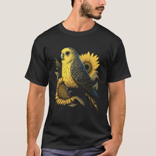 Budgie Mom Budgerigar Sunflower Parakeet Bird Moth Tシャツ (正面)