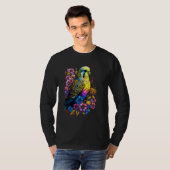 Budgie Mom Flower Budgerigar Parakeet Bird Mother Tシャツ (正面フル)