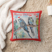 Budgie Parakeet Budgerigar Mens Funny Christmas クッション (ブランケット)