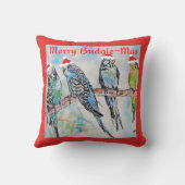 Budgie Parakeet Budgerigar Mens Funny Christmas クッション (裏面)