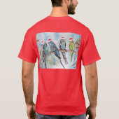 Budgie Parakeet Budgerigar Mens Funny Christmas Tシャツ (裏面)