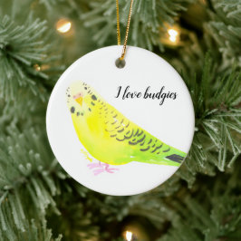  Budgie Parakeet Yellow Green Watercolor セラミックオーナメント
