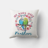 Budgie Paraketママ私の子供たちは羽を持っている クッション (裏面)