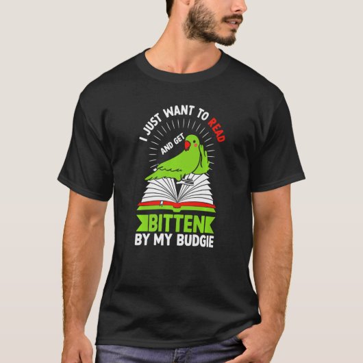 Budgie  Reading Book  Bird Meme Parrot Mom Dad Tシャツ (正面)