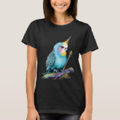 Budgie Unicorn Budgerigar Parakeet Bird Tシャツ (正面)