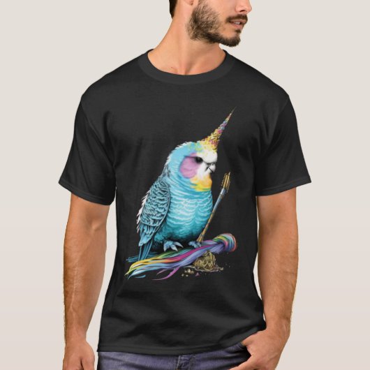 Budgie Unicorn Budgerigar Parakeet Bird Tシャツ (正面)