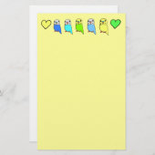 Budgiesおよびハート 便箋 (正面/裏面)