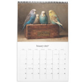 BUDGIES 2026 Parakeets Art カレンダー (1月 2027)