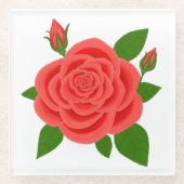 Buds飲料ガラスコースター付きレッドローズ ガラスコースター (正面)