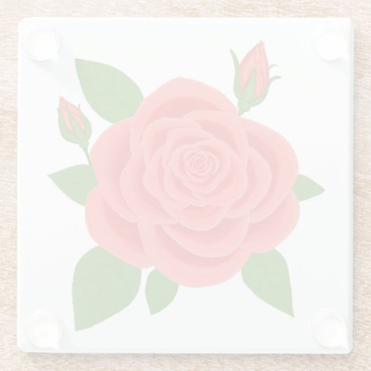 Buds飲料ガラスコースター付きレッドローズ ガラスコースター (裏面)