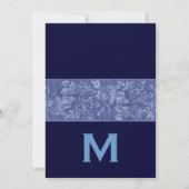 Bue and Midnight Midnight Damask結婚式テンプレート 招待状 (裏面)