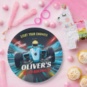 Bue Grand Prix Racing Car Birthday ペーパープレート (パーティー)