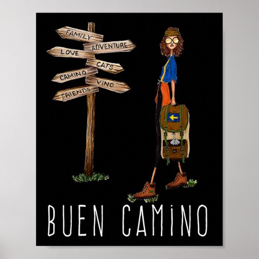 Buen Camino De Santiago Pilgrim Hiking Way Of St. ポスター (正面)
