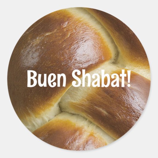 Buen Shabat Ladino Challahステッカー ラウンドシール (正面)