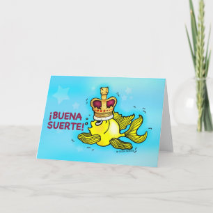 ¡ BUENA SUERTE! スペインのな幸運のおもしろいな王冠の魚 カード