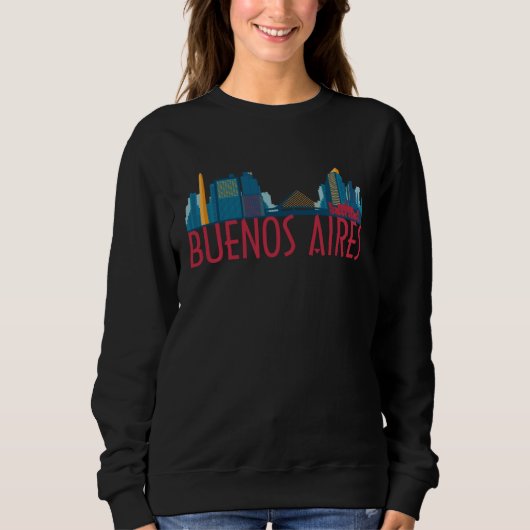 Buenos Aires Argentina City Skyline Silhouette Out スウェットシャツ (正面)
