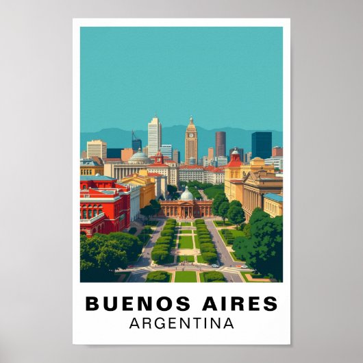 Buenos Aires Argentina Vintage Travel Art ポスター (正面)