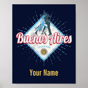 Buenos Aires City Argentina Retro Tango Vintage ポスター
