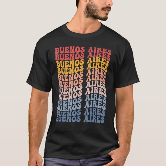 Buenos Aires City Groovy Retro Tシャツ (正面)