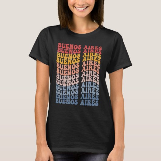 Buenos Aires City Groovy Retro Tシャツ (正面)