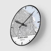 Buenos Aires Clock City Line Art ラウンド壁時計 (傾斜)
