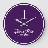 Buenos Aires Elegant Minimal Retro logo ラージ壁時計 (正面)