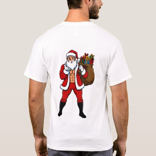 Buff Santa Blowing Kiss! Ripped Abs & Sweet Christ Tシャツ (裏面)